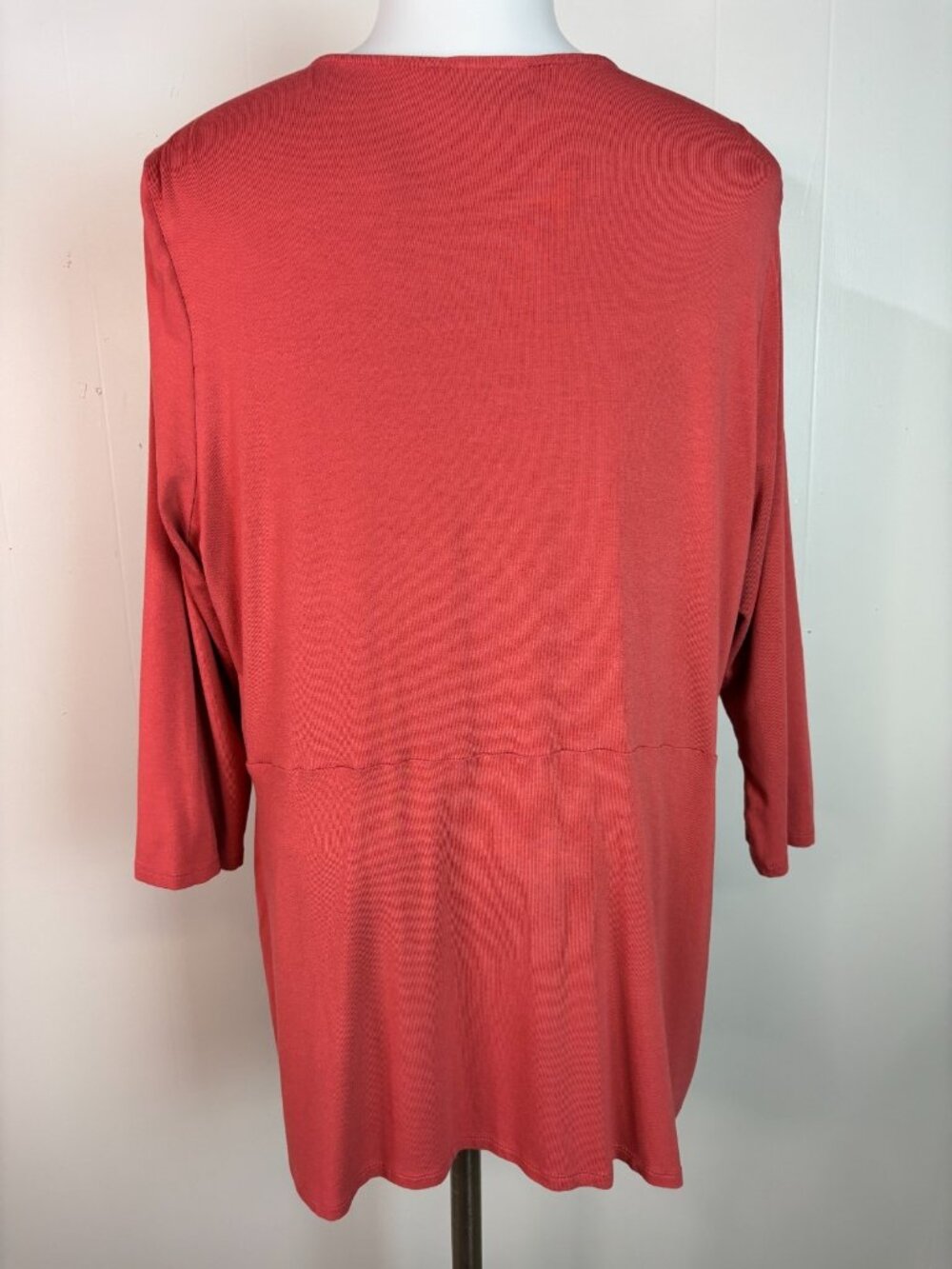 J. Jill Top Large Coral Wrap-Front Wearever Collection Stretch Blouse 3/4 Sleeve - Picture 5 of 11